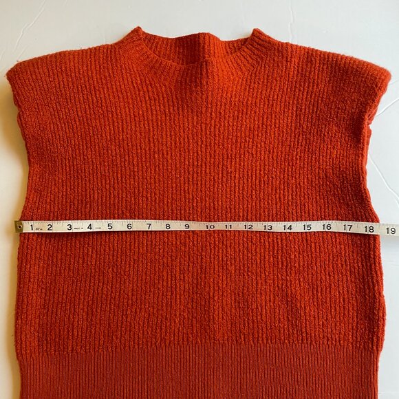 Aritzia Babaton Hazlitt Merino Wool Sweater Shoulder Pads Mock Neck Orange/Red. - Picture 9 of 12